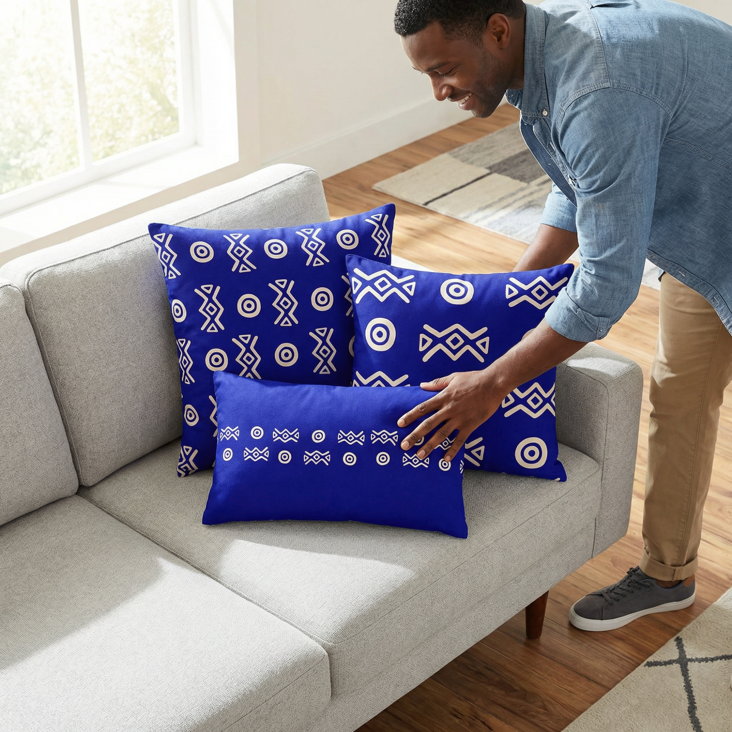 Savanna Indigo Throw Pillow (22x22, 18x18, Lumbar 20x12)