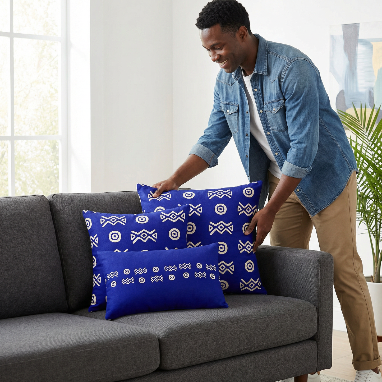 Savanna Indigo Throw Pillow (22x22, 18x18, Lumbar 20x12)