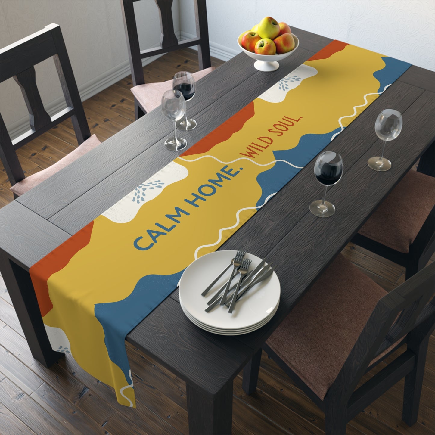 Table Runner – Abundance, Connection, Calm Home Wild Soul, Gratitude | Cotton Twill & Polyester | 2 Sizes