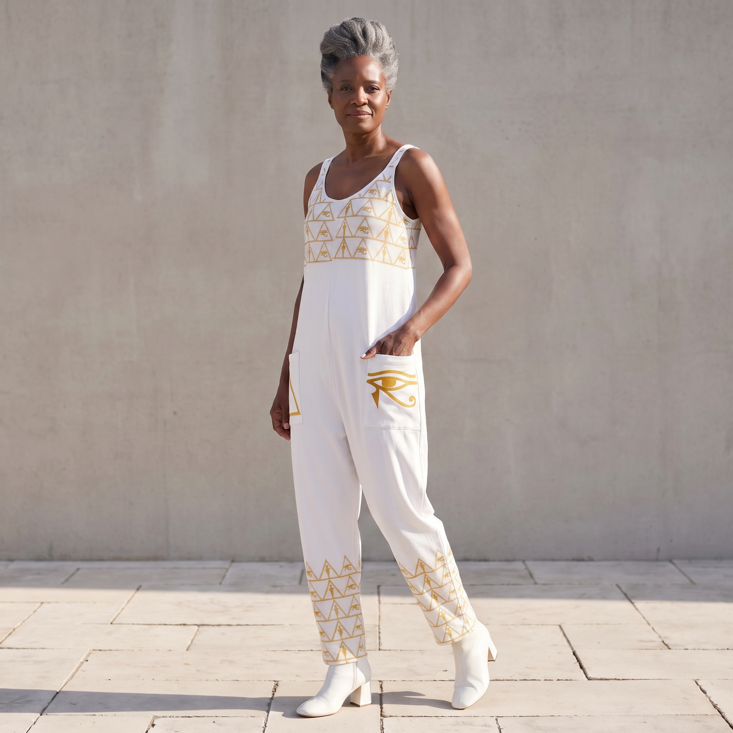Isis V-Neck Jumpsuit | Kemet Series | Black & White | Kinky Nomad