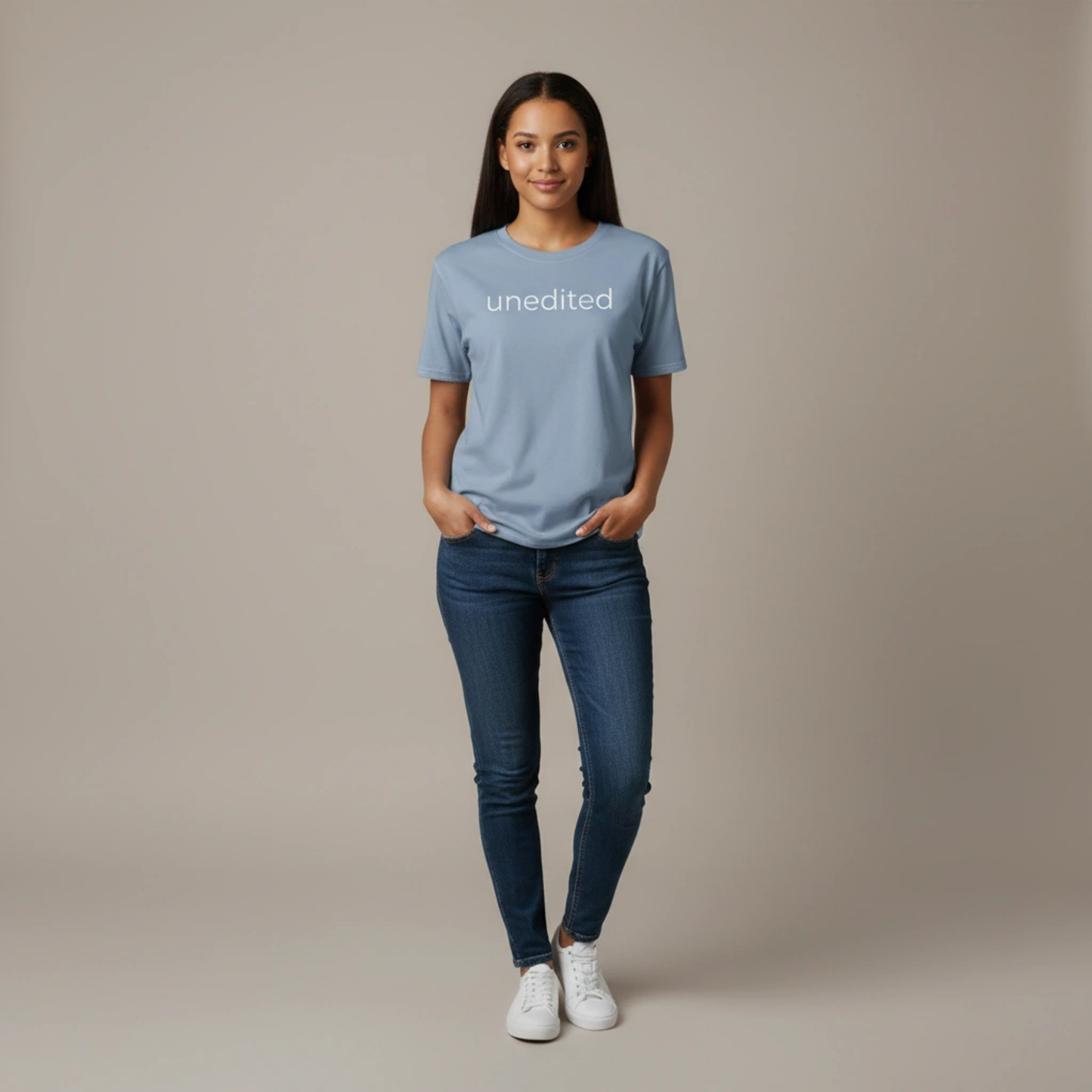Unedited Cotton Tee – Empowering Minimalist Graphic T-Shirt | Soft Midweight Everyday Top cotton crew neck t-shirt