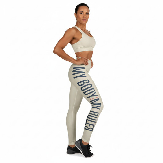 My Body My Rules High-Waisted Yoga Leggings | Sustainable Activewear | White Chocolate
