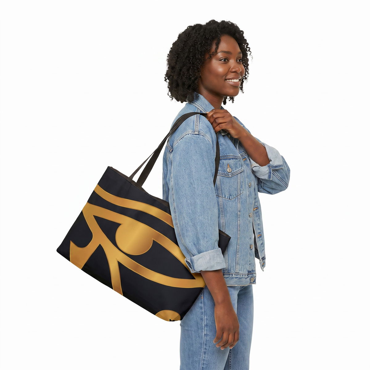 Weekender Tote Bag | Aya Bogolan Ghana Eye of Horus | Kinky Nomad
