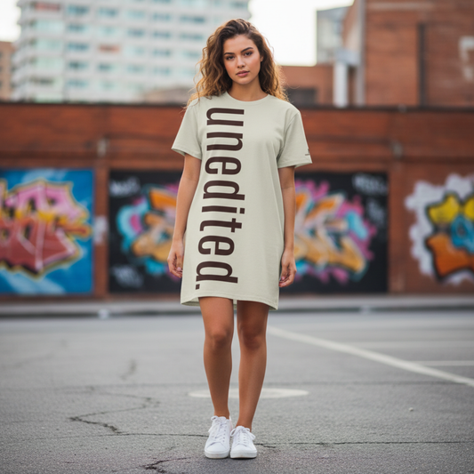 Unedited Unfiltered Oversized T-Shirt Dress – Bold Minimalist Streetwear