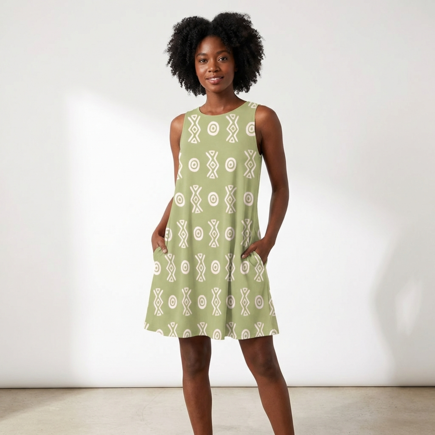 Savanna Moss A-Line Pocket Dress | Sleeveless Boho Summer Dress – Kinky Nomad
