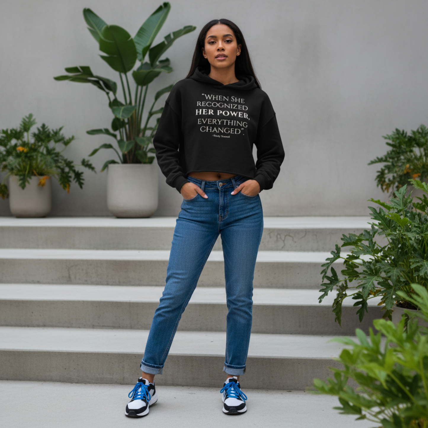 Her Power Cropped Hoodie – “Everything Changed” Statement Sweatshirt by Kinky Nomad