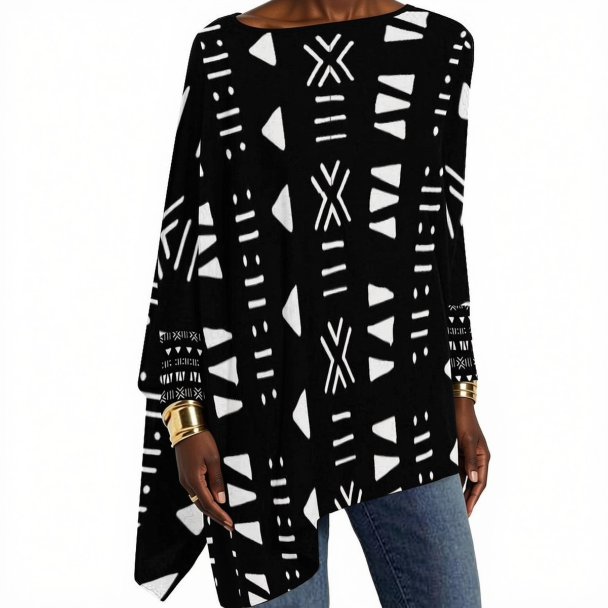 Mud Cloth PRINT Asymmetric Top | Savanna Series | Women's | Kinky Nomad