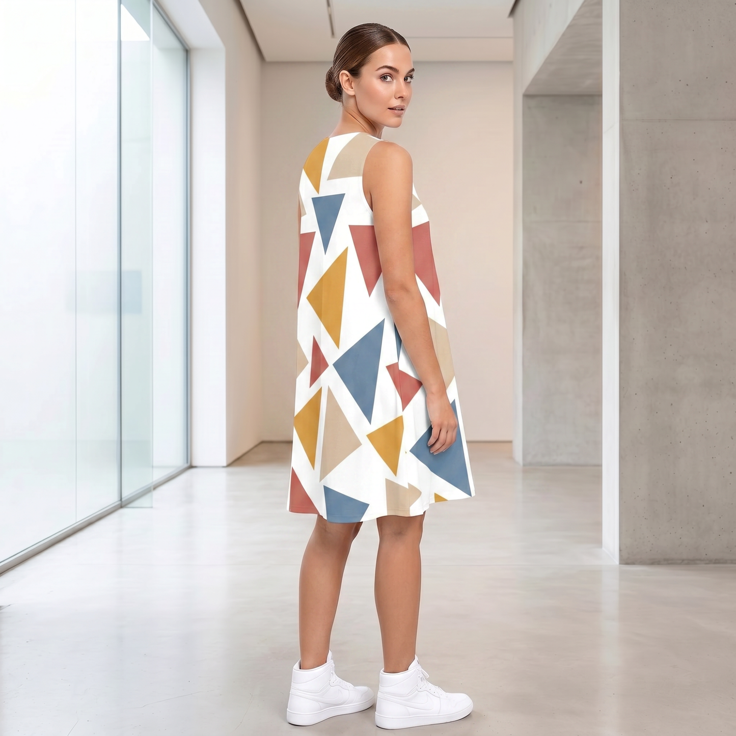 Born Herself A-Line Dress – Inspirational Atticus Quote Sleeveless Geometric Dress