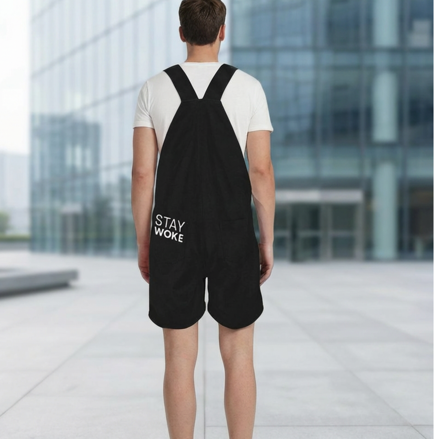 Unisex Streetwear Short Overalls | Graphic Casual Dungarees Shorts | Adjustable Strap Urban Jumpsuit