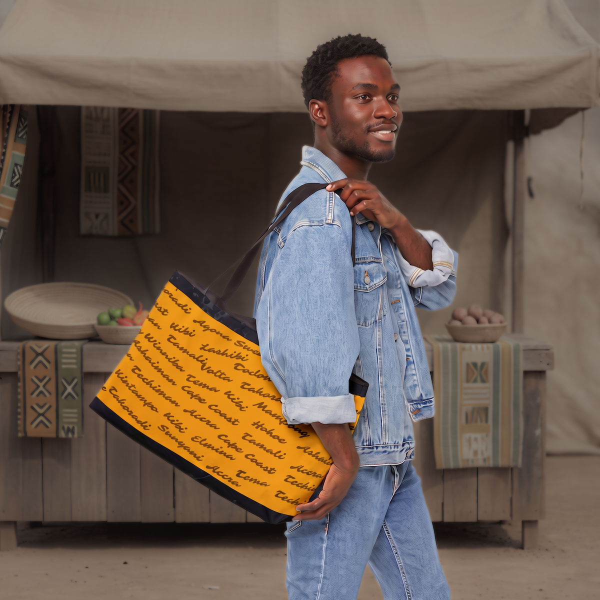 Weekender Tote Bag | Aya Bogolan Ghana Eye of Horus | Kinky Nomad