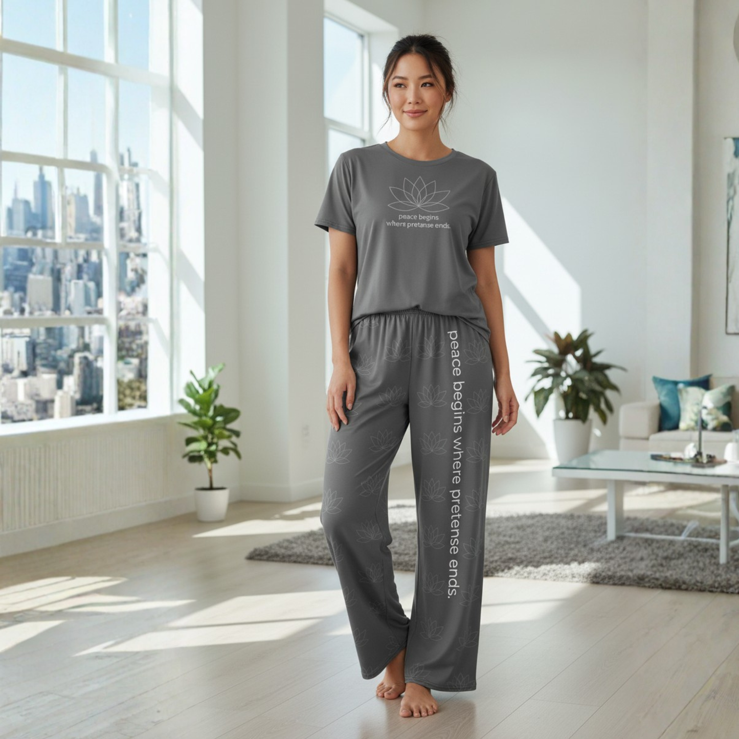 Peace Begins Where Pretense Ends SoftStyles Set | Unisex T-Shirt & Wide-Leg Pant Set