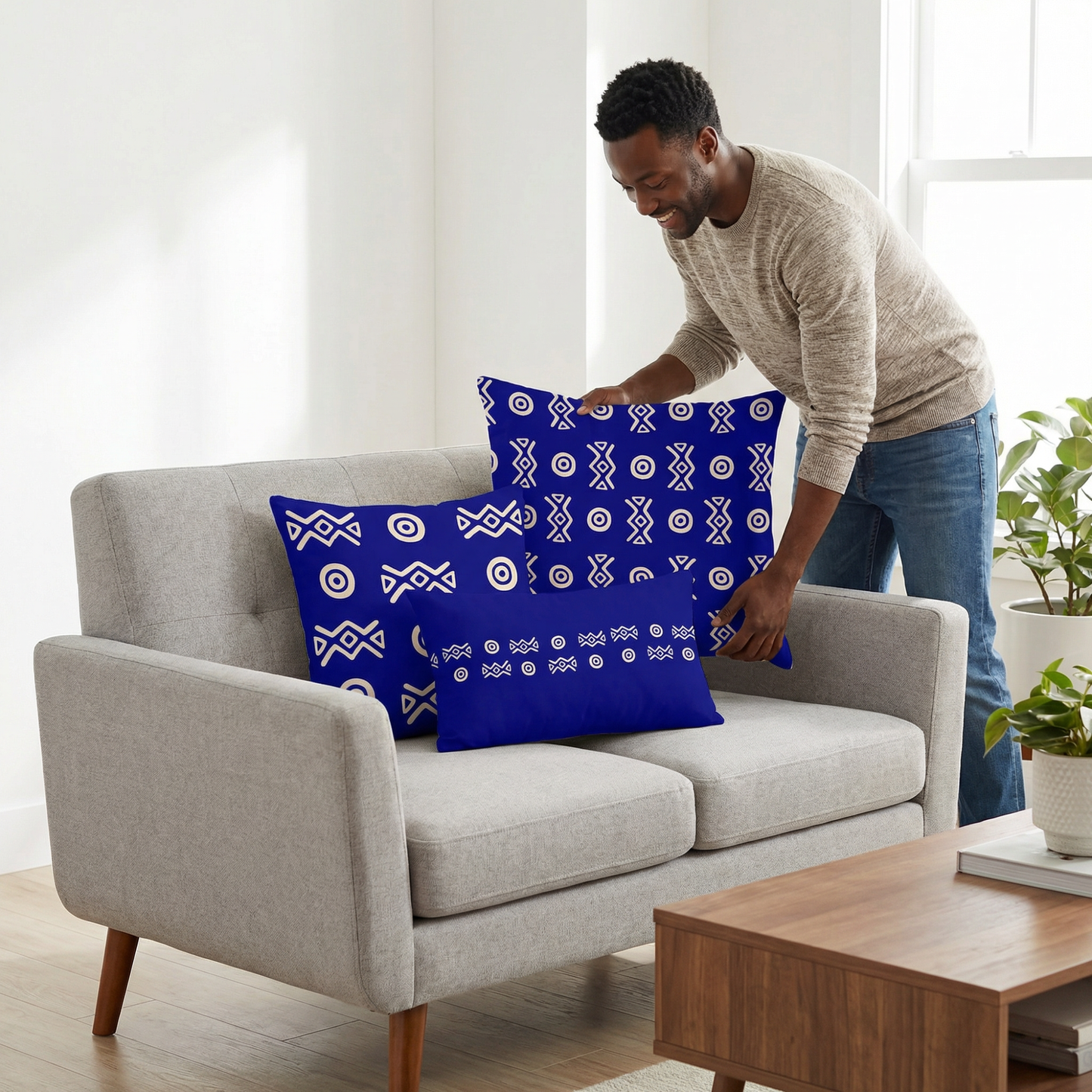 Savanna Indigo Throw Pillow (22x22, 18x18, Lumbar 20x12)