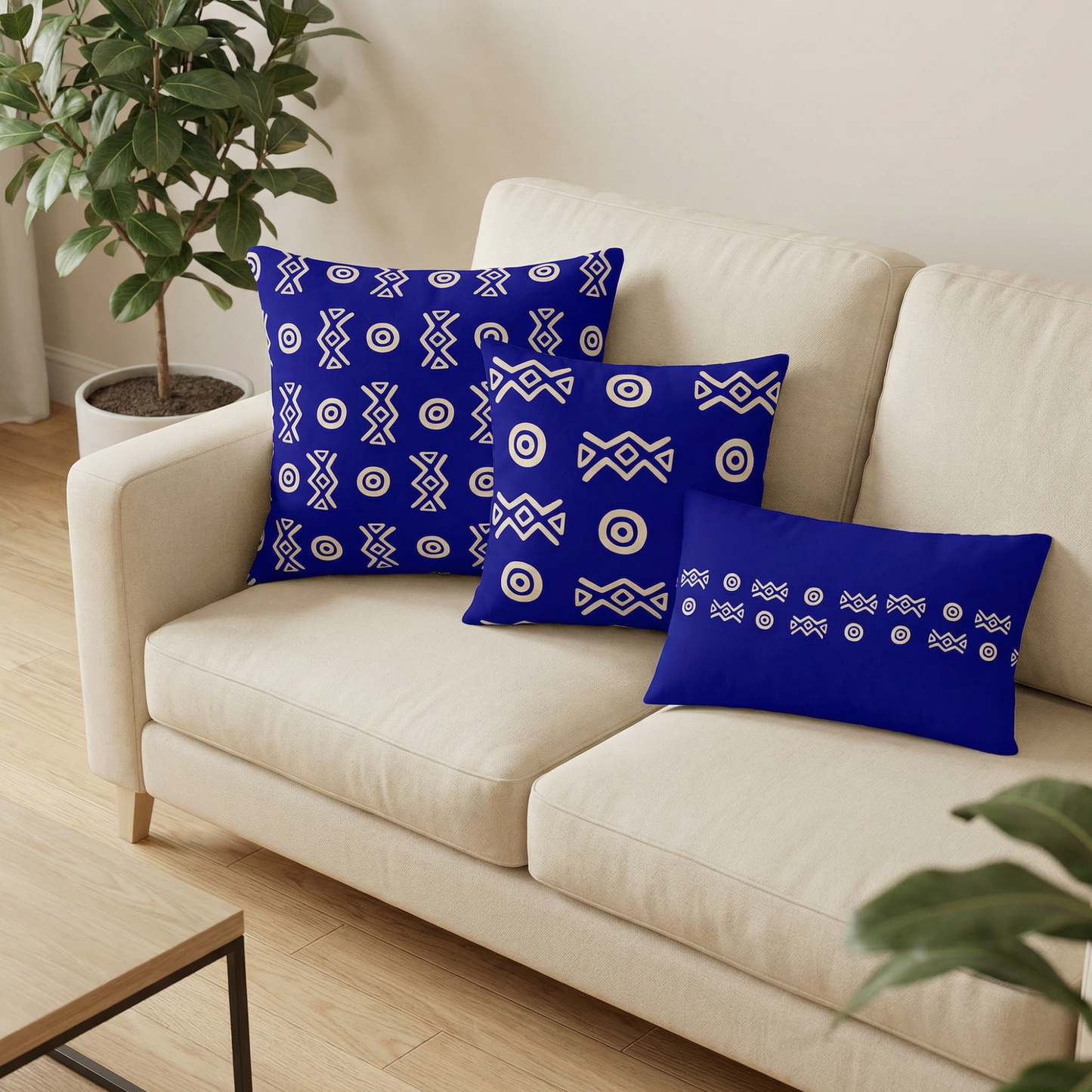 Savanna Indigo Throw Pillow (22x22, 18x18, Lumbar 20x12)