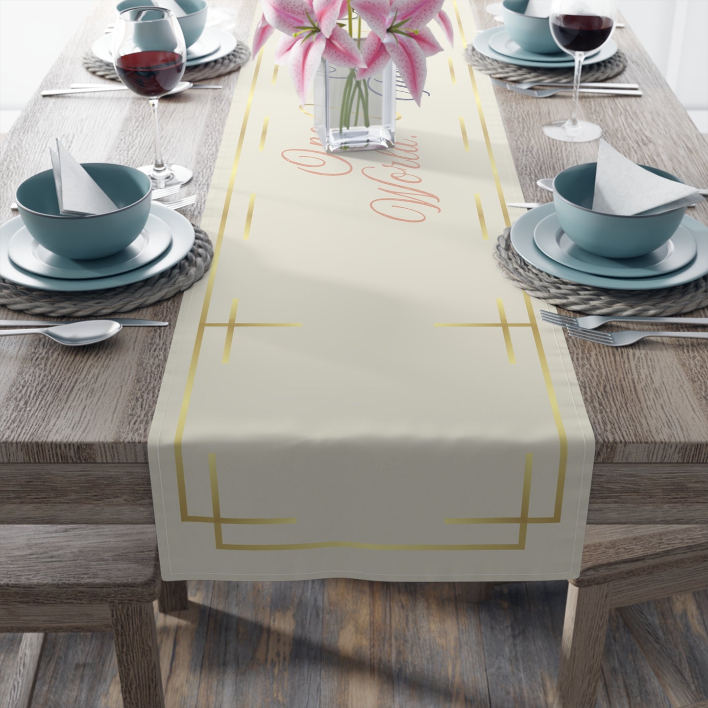 Table Runner – Abundance, Connection, Calm Home Wild Soul, Gratitude | Cotton Twill & Polyester | 2 Sizes