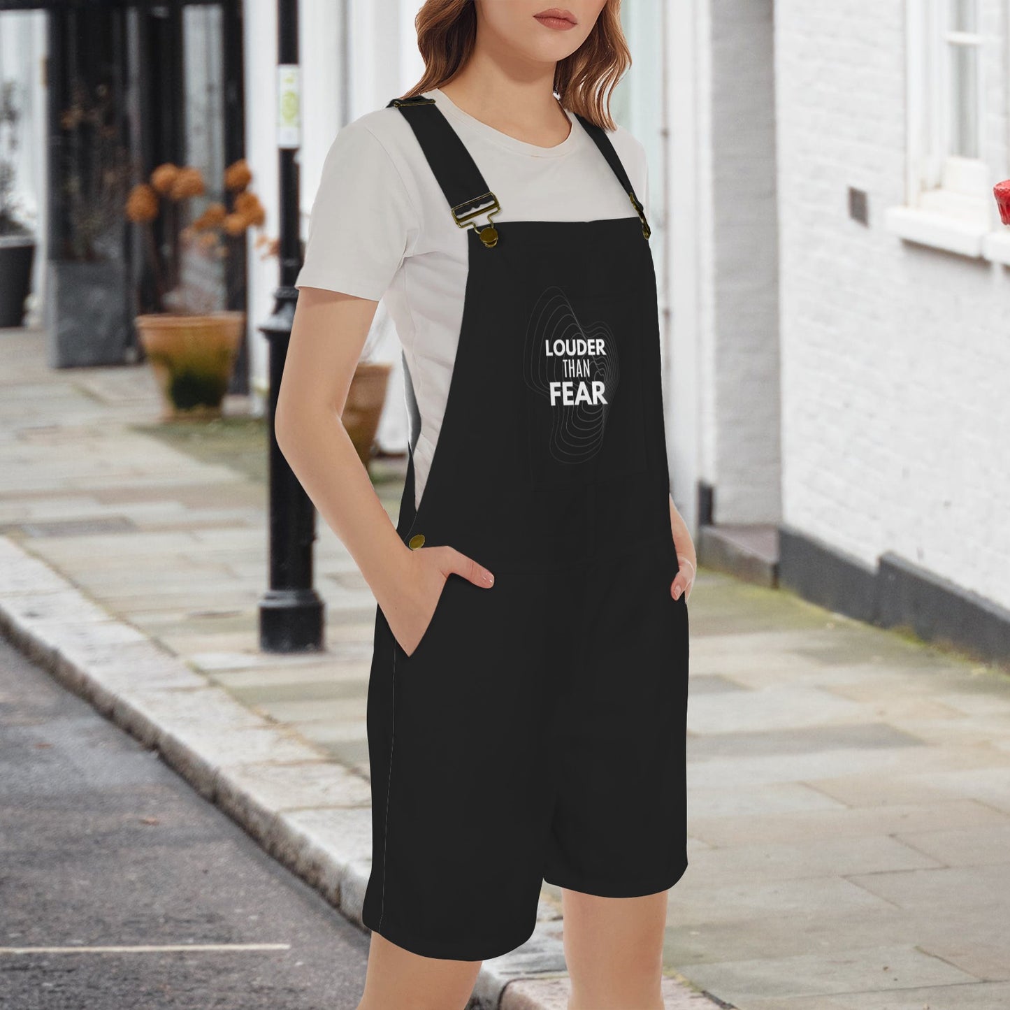 Unisex Streetwear Short Overalls | Graphic Casual Dungarees Shorts | Adjustable Strap Urban Jumpsuit