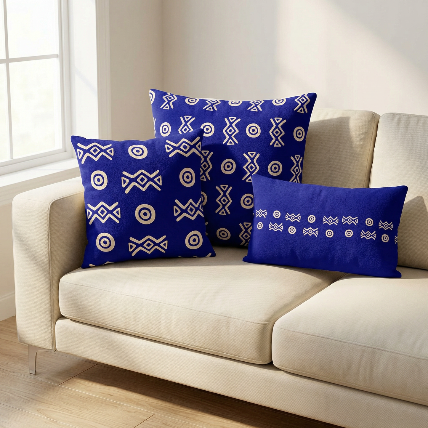 Savanna Indigo Throw Pillow (22x22, 18x18, Lumbar 20x12)