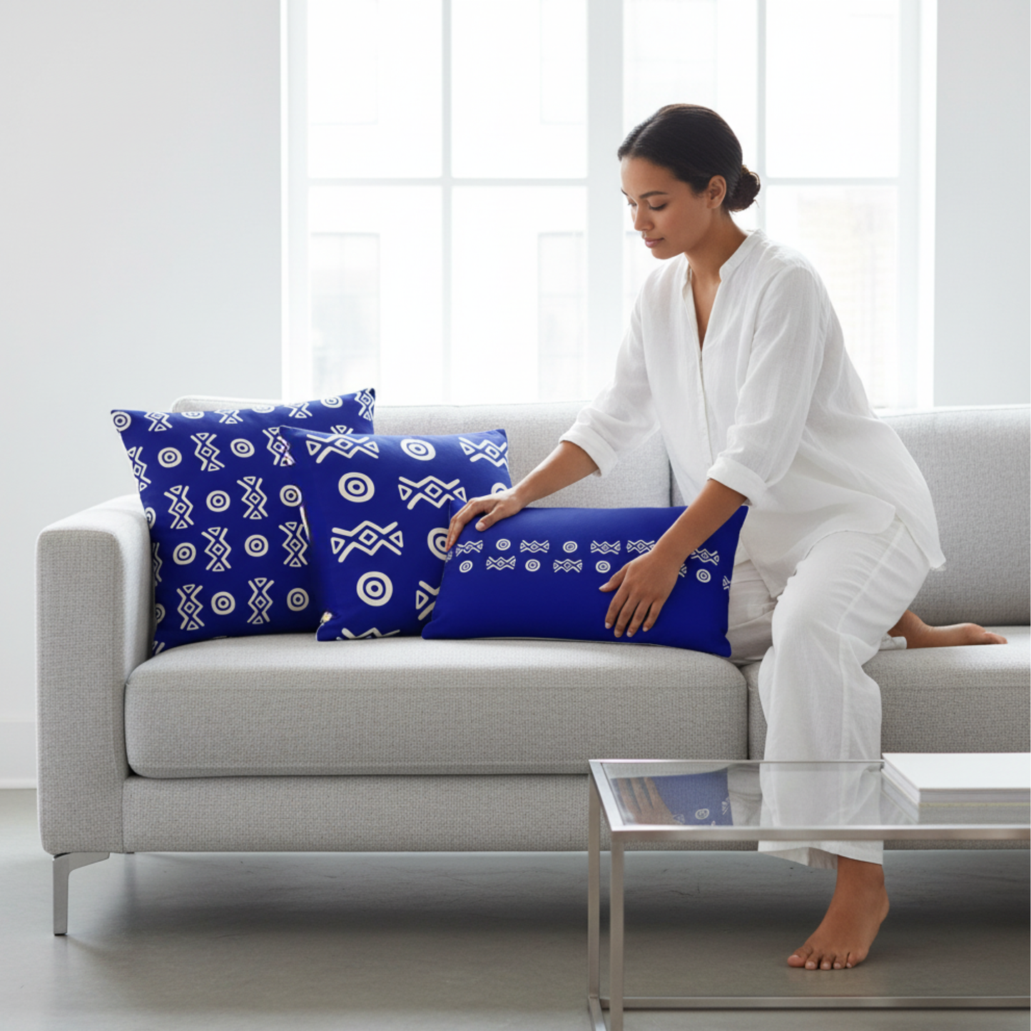 Savanna Indigo Throw Pillow (22x22, 18x18, Lumbar 20x12)