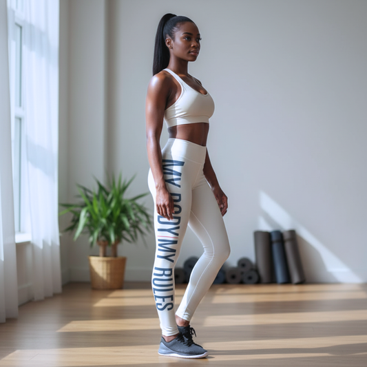 My Body My Rules High-Waisted Yoga Leggings | Sustainable Activewear | Cloud White