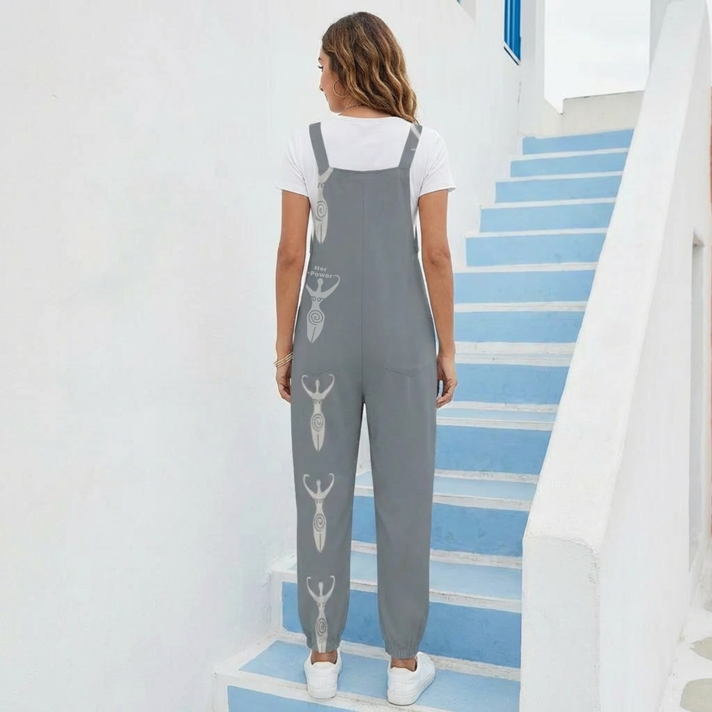 Casual Baggy Jumpsuit for Women – Boho Loose Fit Overall with Bow Strap