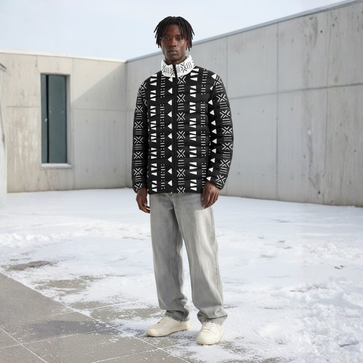 Bogolan Print Padded Jacket | Men's | Savanna Series | Kinky Nomad