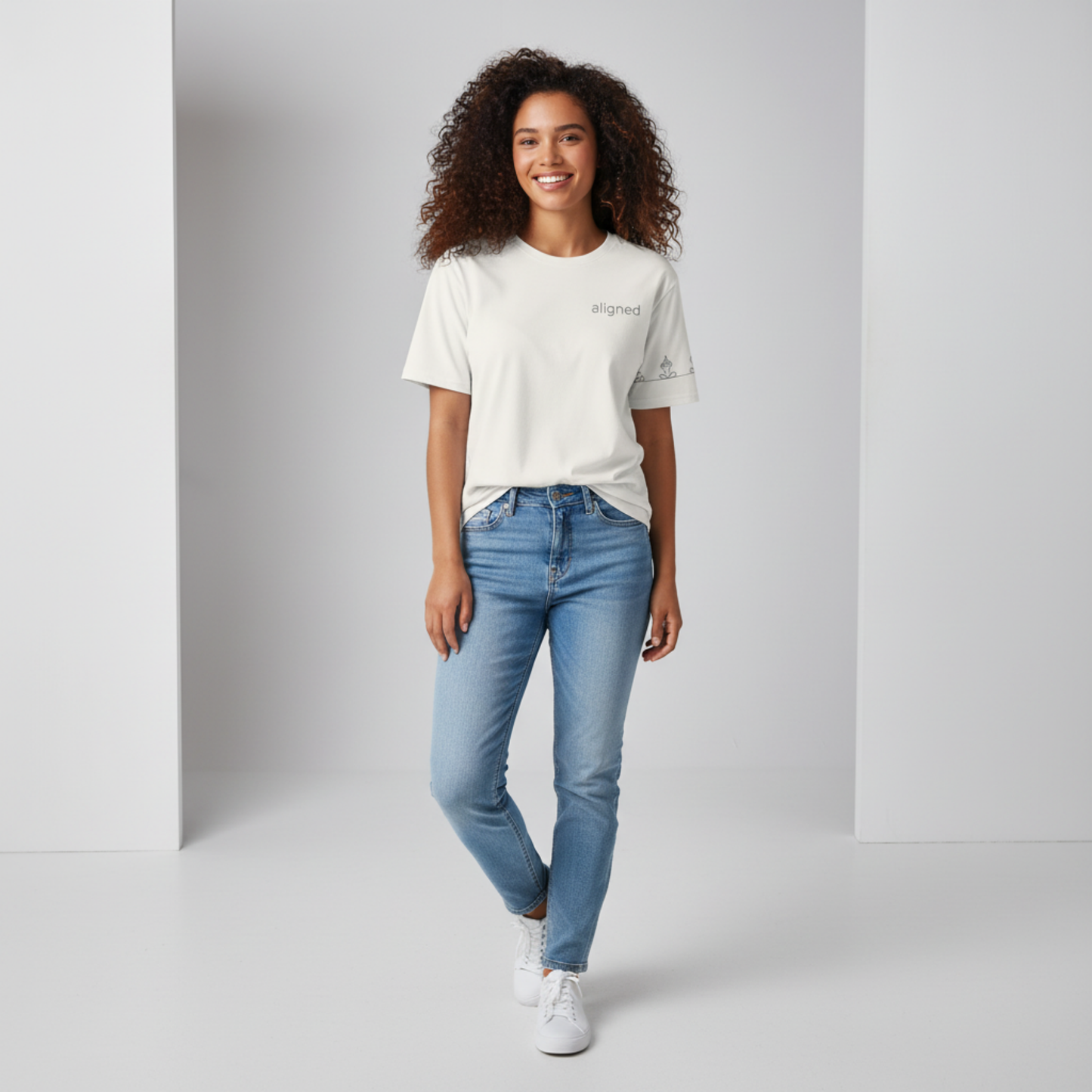 Aligned Cotton Tee – Mindful Minimalist Yoga Shirt | Centered. Aligned. Present.