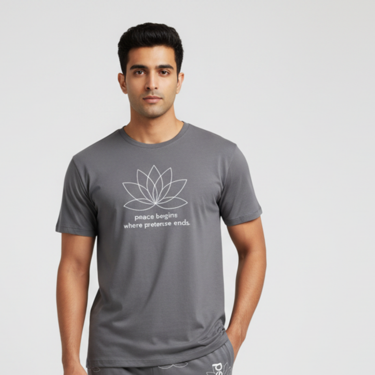 Peace Begins Where Pretense Ends Cotton T-Shirt | Minimal Lotus Tee