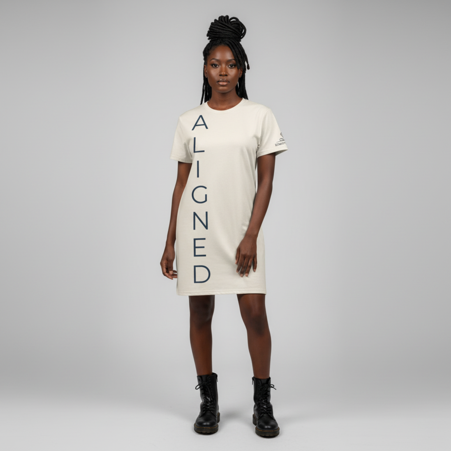 Aligned T-Shirt Dress | Minimalist Statement Dress for Everyday Balance