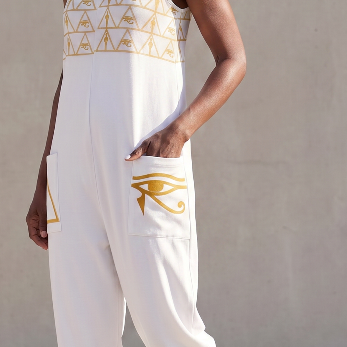 Isis V-Neck Jumpsuit | Kemet Series | Black & White | Kinky Nomad