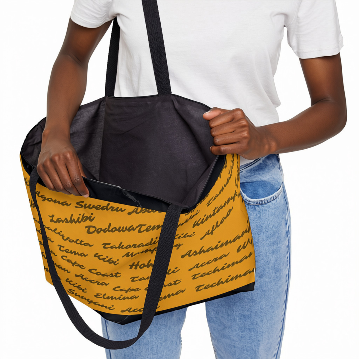Weekender Tote Bag | Aya Bogolan Ghana Eye of Horus | Kinky Nomad