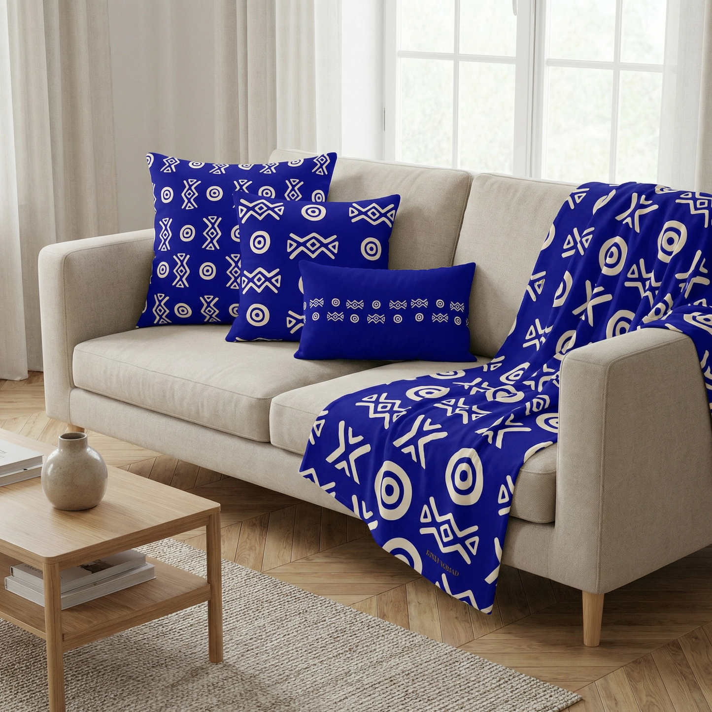 Savanna Indigo Throw Blanket (30x40, 50x60, 60x80)