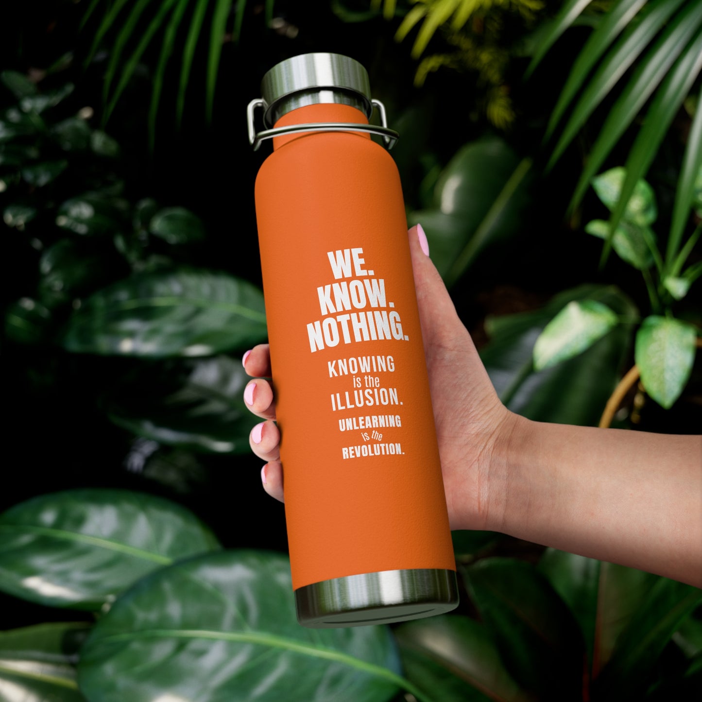 Copper Vacuum Insulated Water Bottle – 22oz Stainless Steel with Empowerment Designs | My Body My Rules, Louder Than Fear, We Know Nothing, #WTAF, I Stand in My Power
