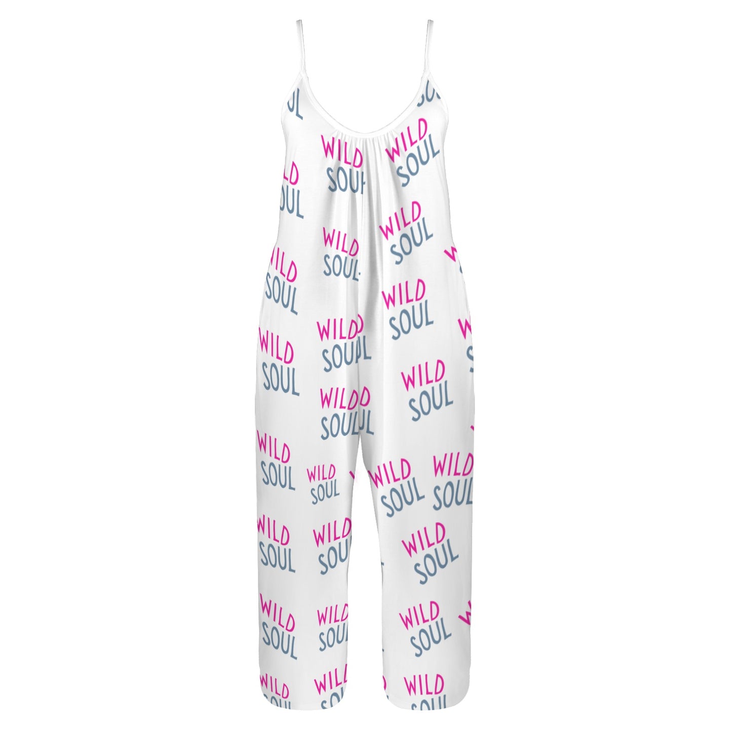 Wild Soul  Pleated Cami Pocket Wide Leg Jumpsuit for Women | Casual Loose Fit Summer Outfit