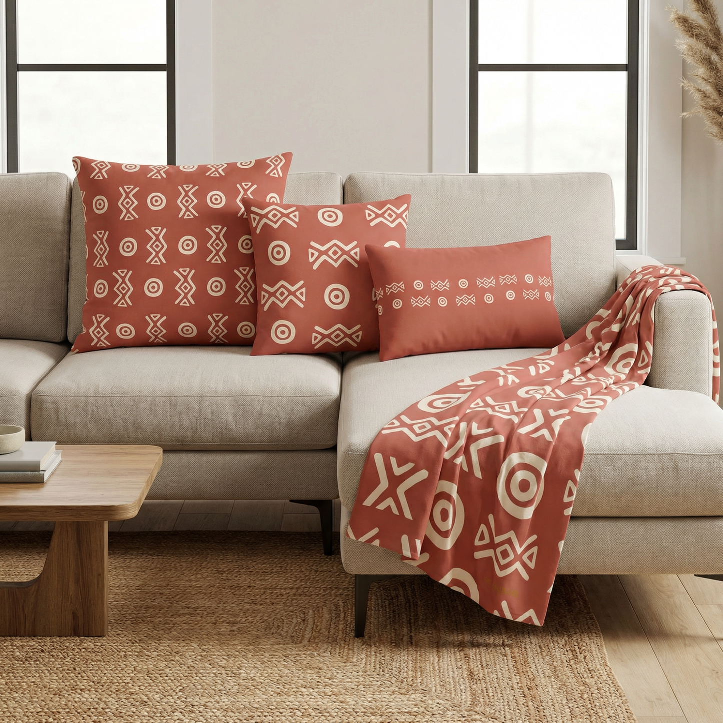 Savanna Earth Throw Blanket – Afro-Modern Tribal Print Cozy Decor