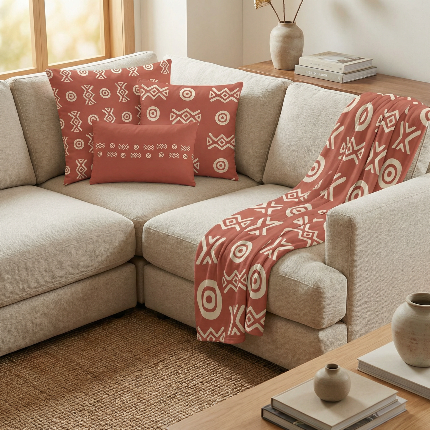 Savanna Earth Throw Blanket – Afro-Modern Tribal Print Cozy Decor