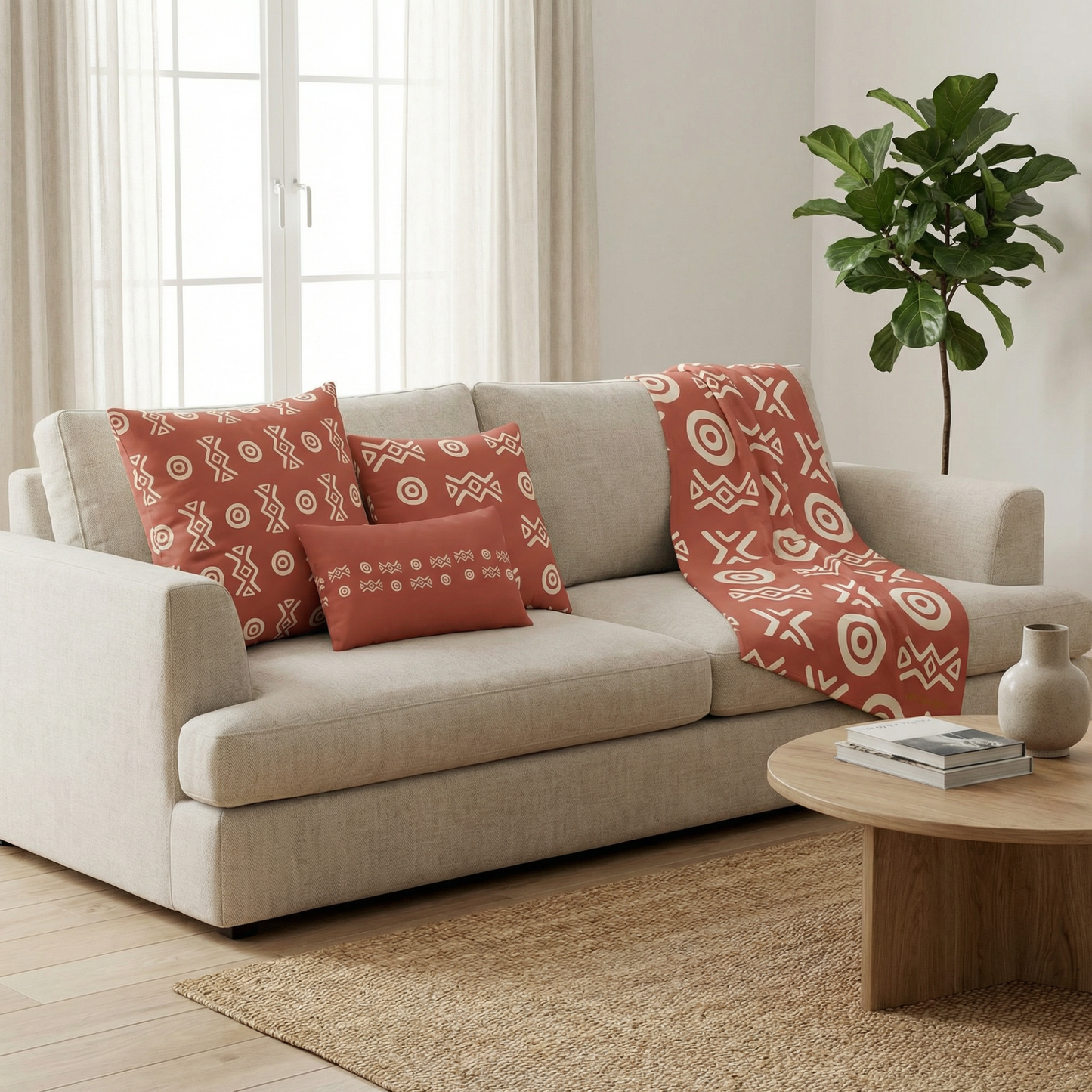 Savanna Earth Throw Blanket – Afro-Modern Tribal Print Cozy Decor