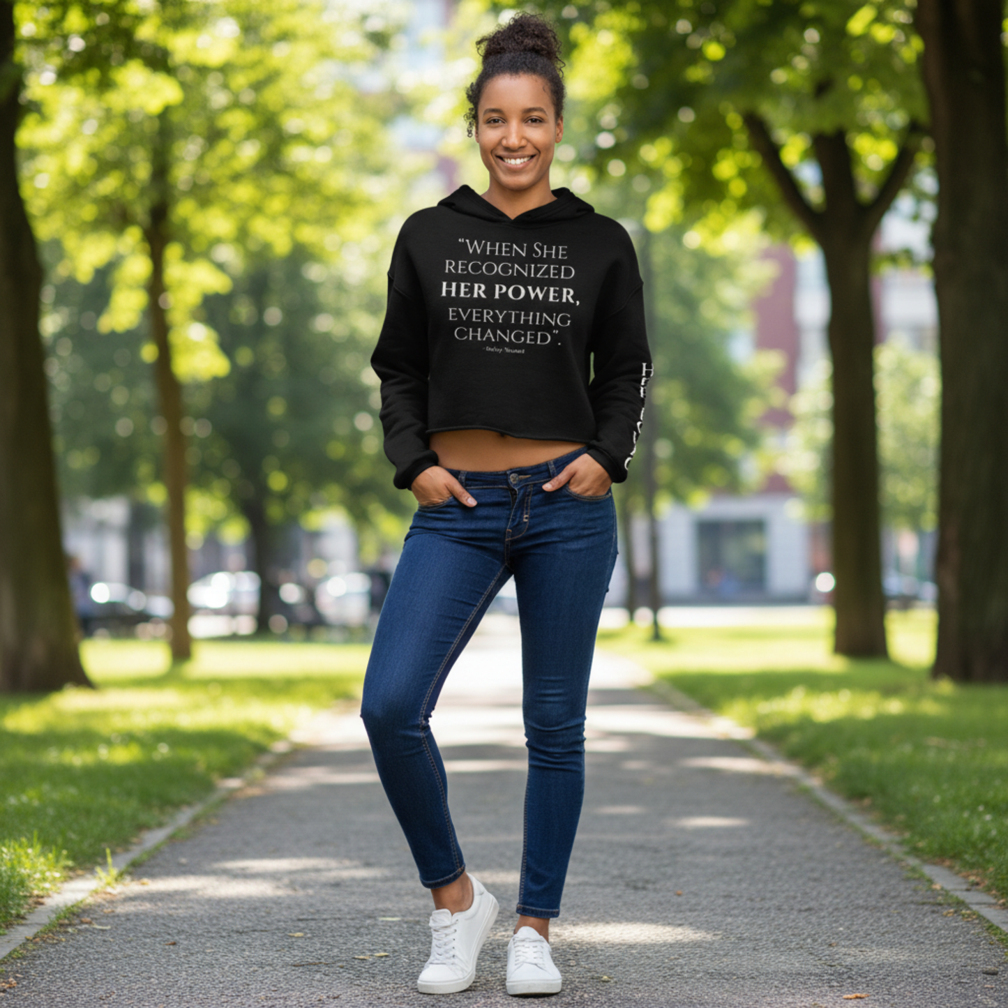 Her Power Cropped Hoodie – “Everything Changed” Statement Sweatshirt by Kinky Nomad