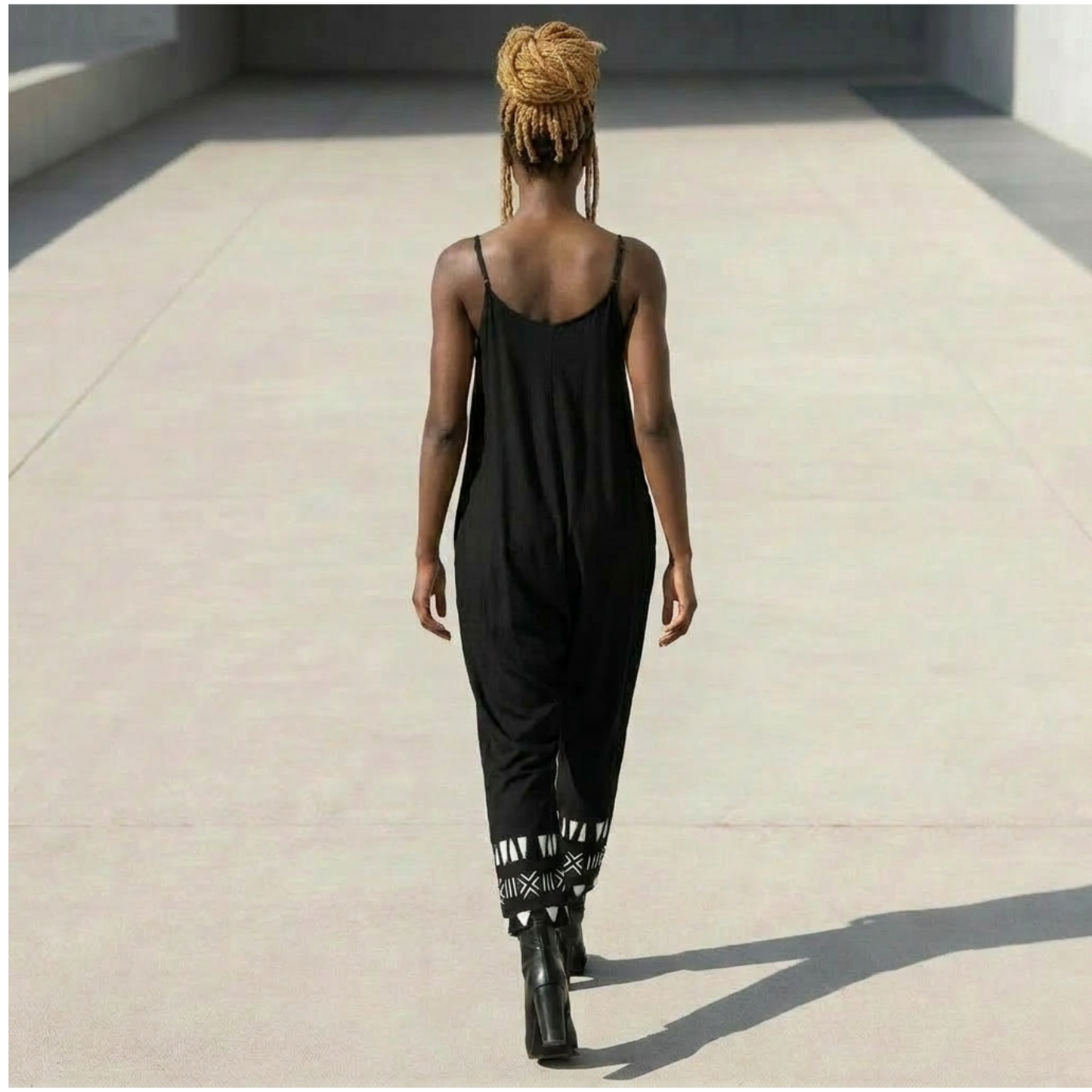 Bogolan Print V-Neck Jumpsuit | Afro Boho | Mud Cloth | Kinky Nomad