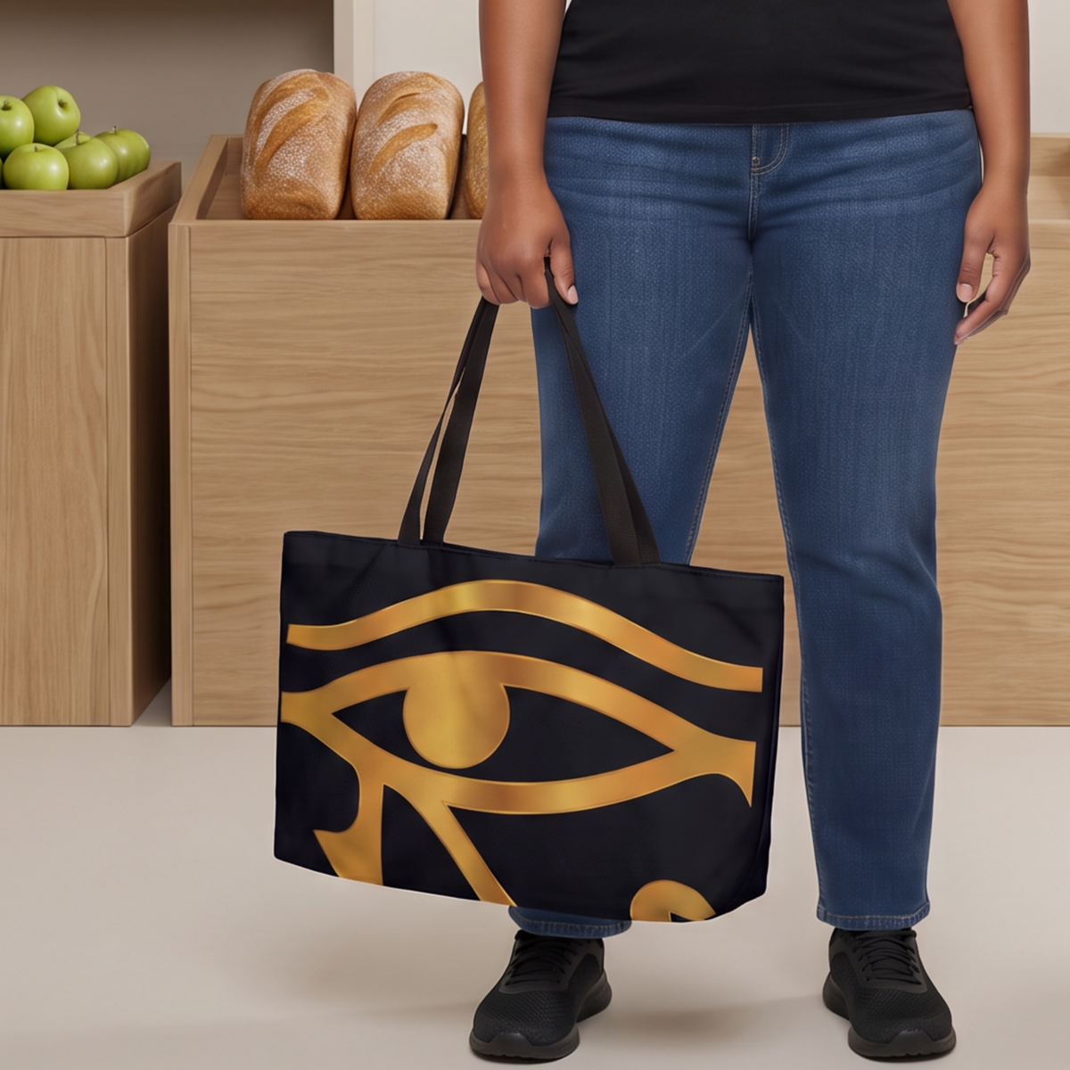Weekender Tote Bag | Aya Bogolan Ghana Eye of Horus | Kinky Nomad