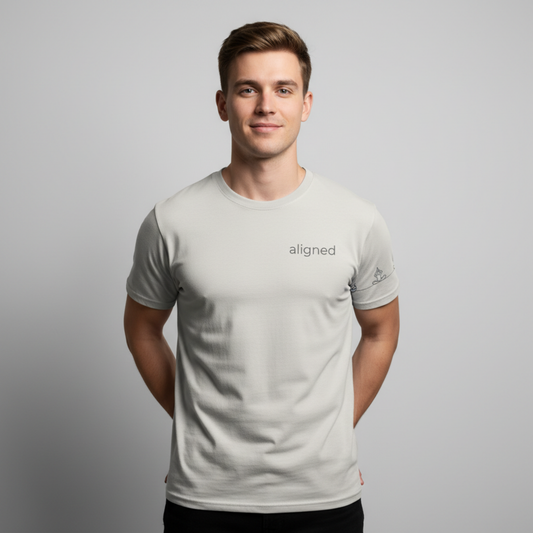 Aligned Cotton Tee – Mindful Minimalist Yoga Shirt | Centered. Aligned. Present.