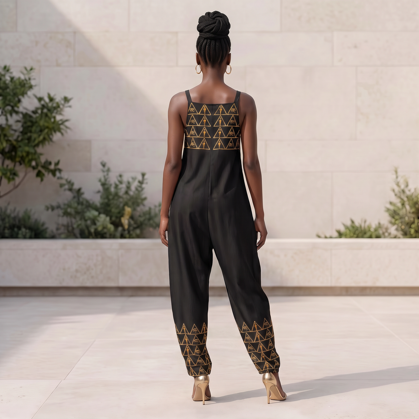 Isis V-Neck Jumpsuit | Kemet Series | Black & Gold | Kinky Nomad