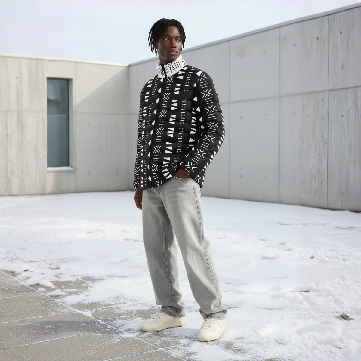 Bogolan Print Padded Jacket | Men's | Savanna Series | Kinky Nomad