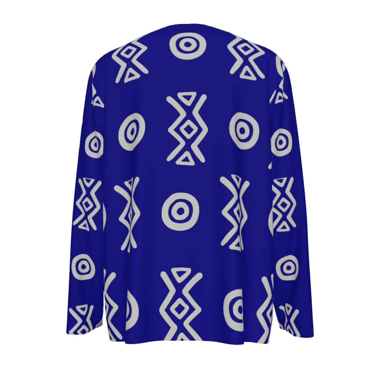 African Linen Shirt | Adinkra-Inspired Geometric Long Sleeve | Savanna Collection | Kinky Nomad