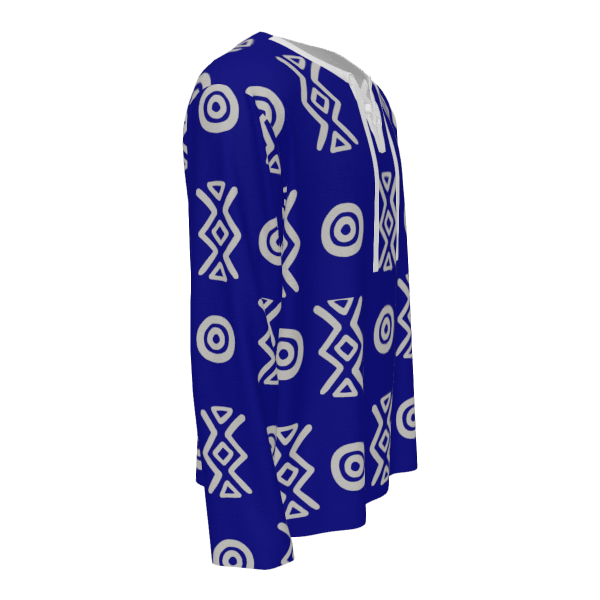 African Linen Shirt | Adinkra-Inspired Geometric Long Sleeve | Savanna Collection | Kinky Nomad