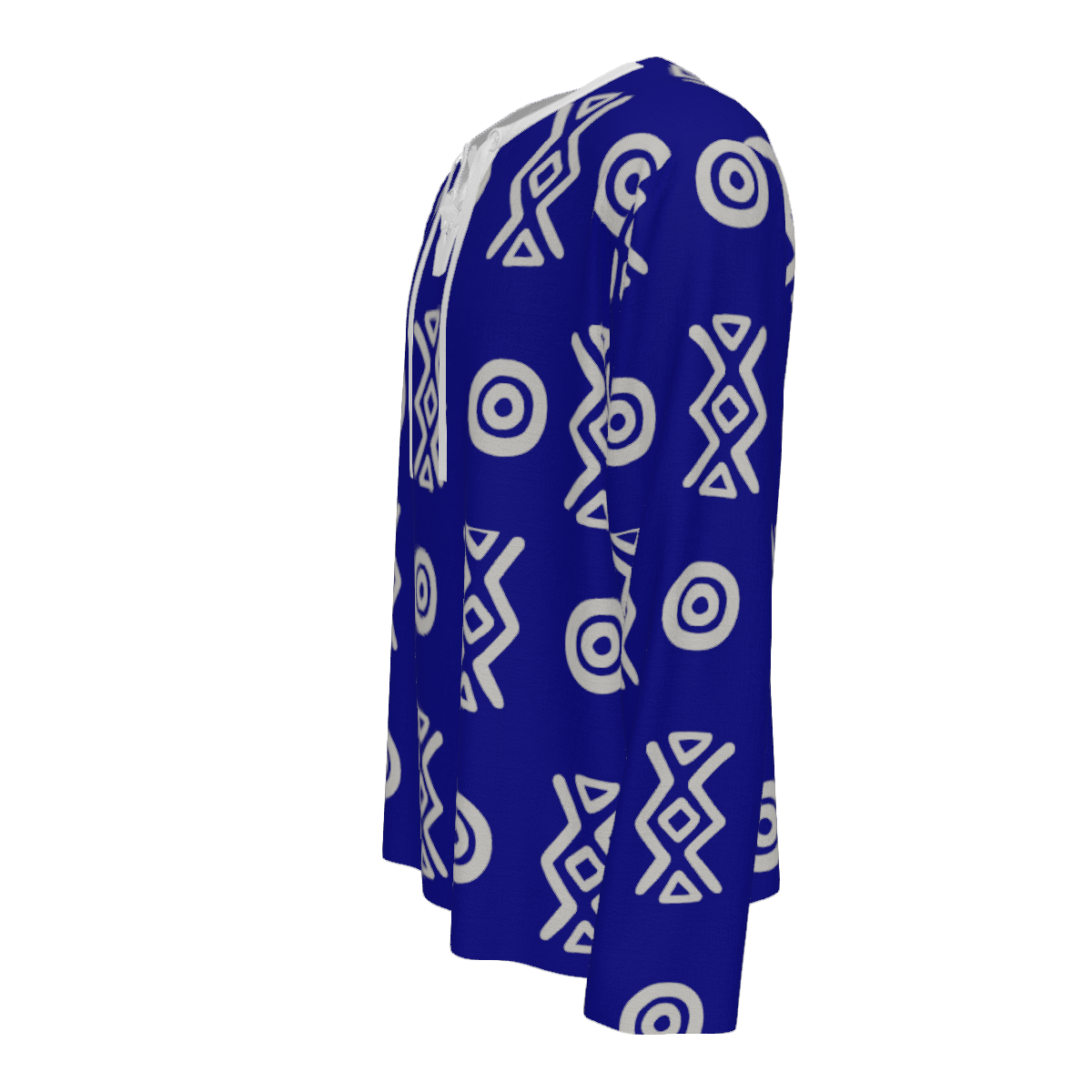 African Linen Shirt | Adinkra-Inspired Geometric Long Sleeve | Savanna Collection | Kinky Nomad