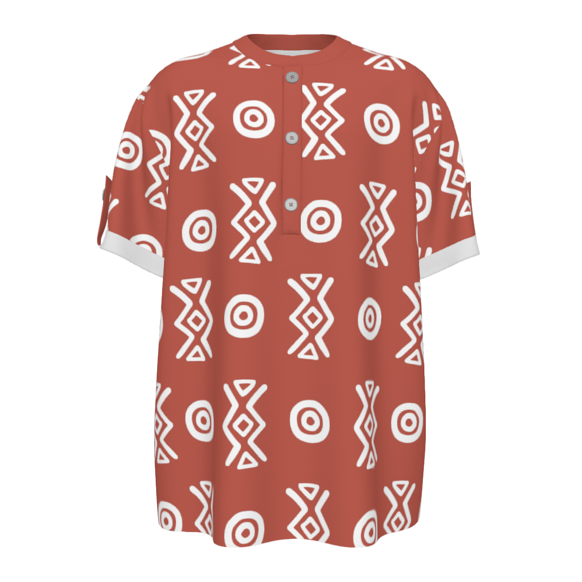African Henley Shirt | Savanna Earth Adinkra-Inspired Short Sleeve | Savanna Collection | Kinky Nomad