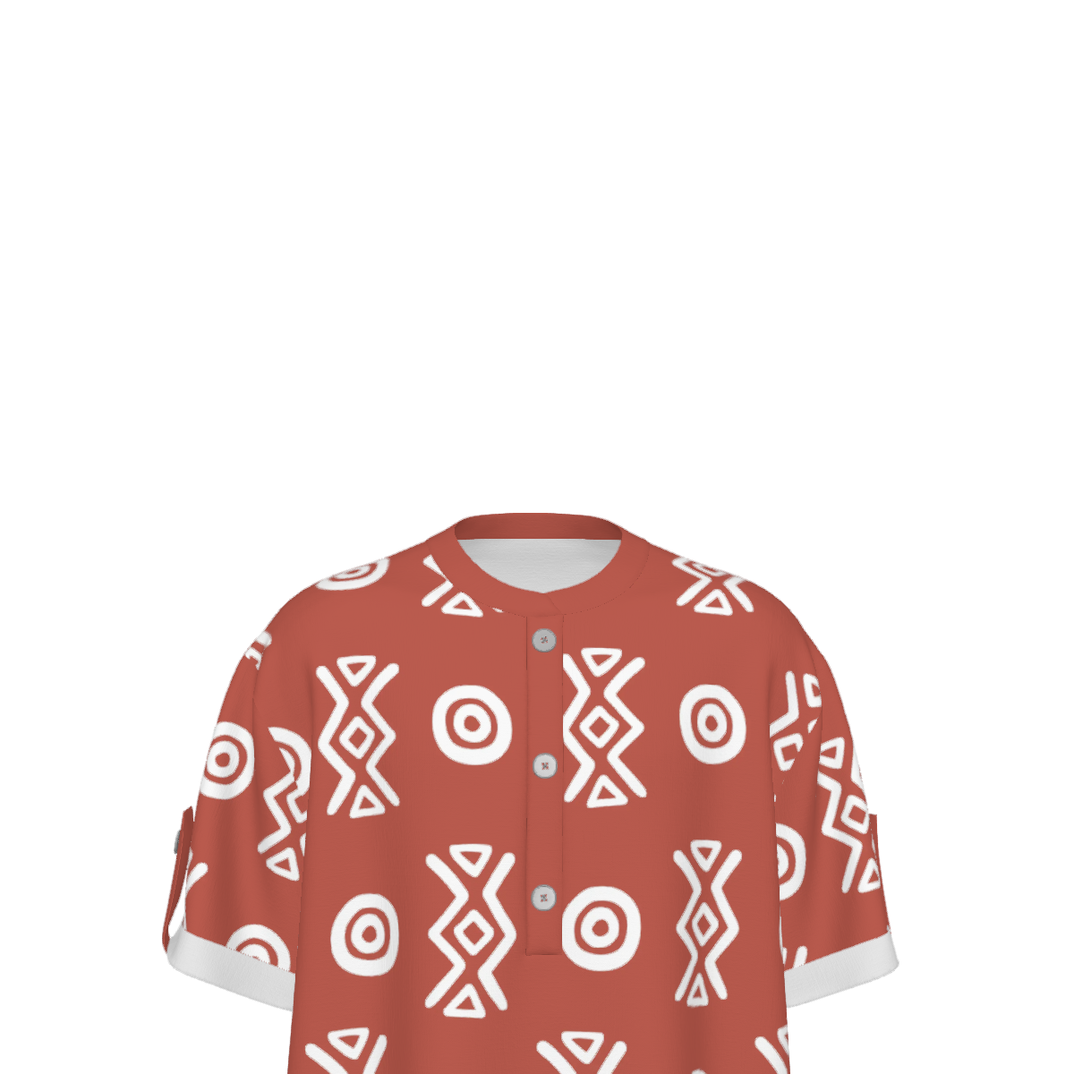 African Henley Shirt | Savanna Earth Adinkra-Inspired Short Sleeve | Savanna Collection | Kinky Nomad
