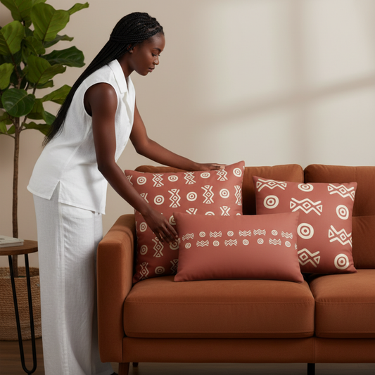 Savannah Earth Accent Pillow Collection – African-Inspired Home Decor (22×22, 18×18, Lumbar)