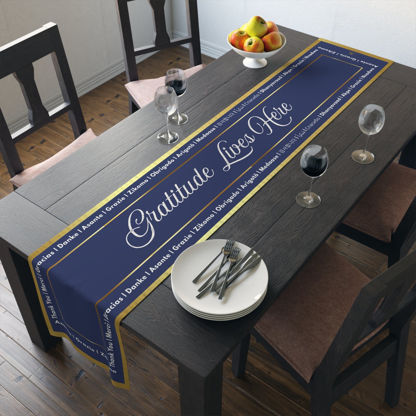 Table Runner – Abundance, Connection, Calm Home Wild Soul, Gratitude | Cotton Twill & Polyester | 2 Sizes