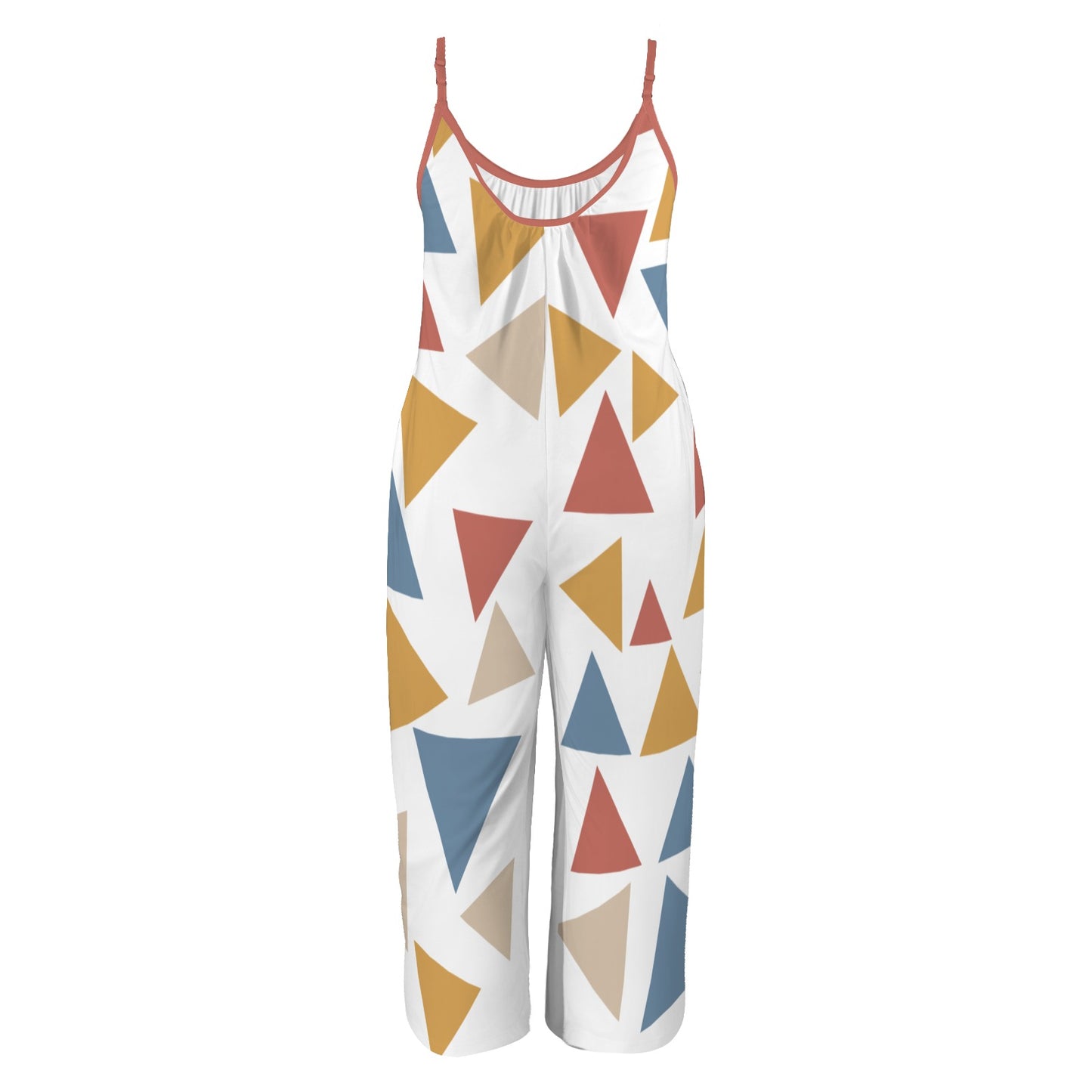 Women’s Wide-Leg Jumpsuit – Born Herself Abstract Print Spaghetti Strap Summer Romper