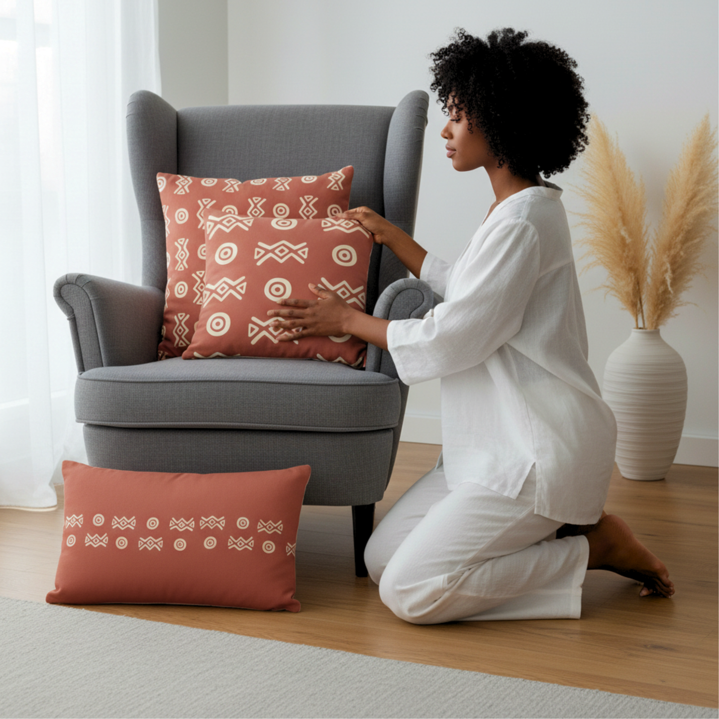 Savannah Earth Accent Pillow Collection – African-Inspired Home Decor (22×22, 18×18, Lumbar)